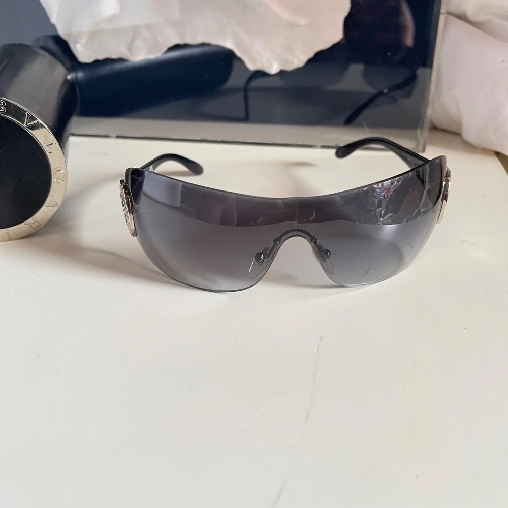 Bvlgari gradient shield sunglasses with crystal-embellished